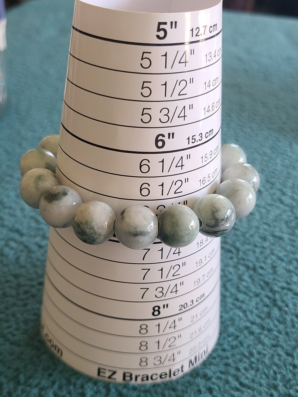 Natural Burmese Jade & Jadeite Green and White Stone Bead Stretch Bracelet